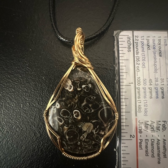 Tarnish Resistant Gold Grounding Copper Turritella Stone Leather Cord Necklace - Picture 10 of 13